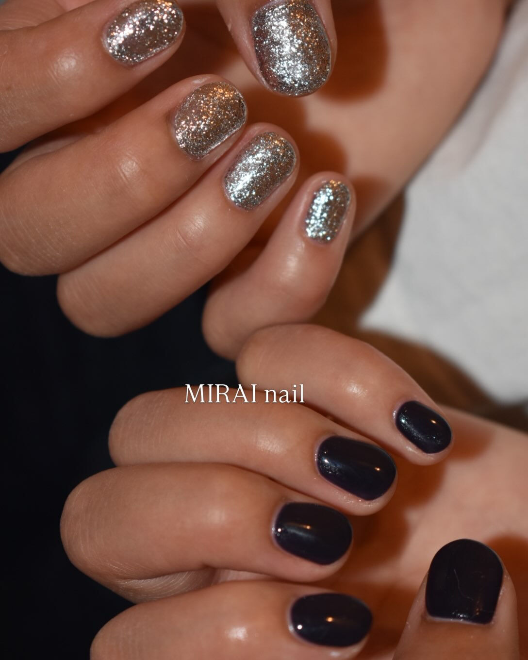 シルバー✖️ネイビーのワンカラー🤍🖤
